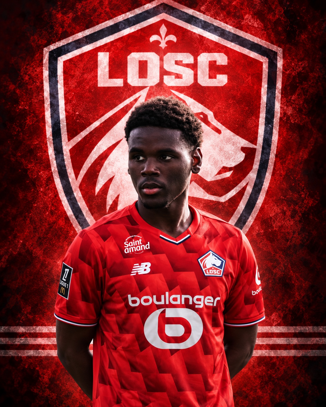 Evrack Nkounkou avec le maillot rouge du LOSC
